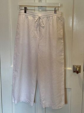 Pair of DKNY white linen mix pants, m